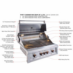 Sunstone Ruby Series 4 Burner Gas Grill with Infrared